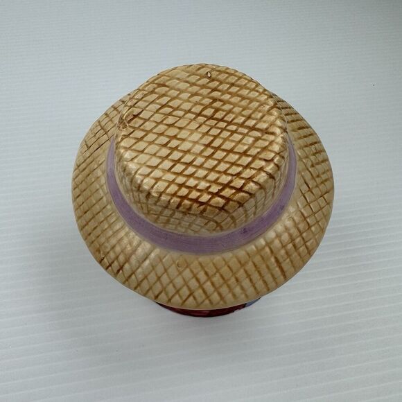 Vintage Dalton Bunny Cookie Jar Ceramic Rabbit in Hat Bow Farmhouse Easter Decor - Picture 7 of 13